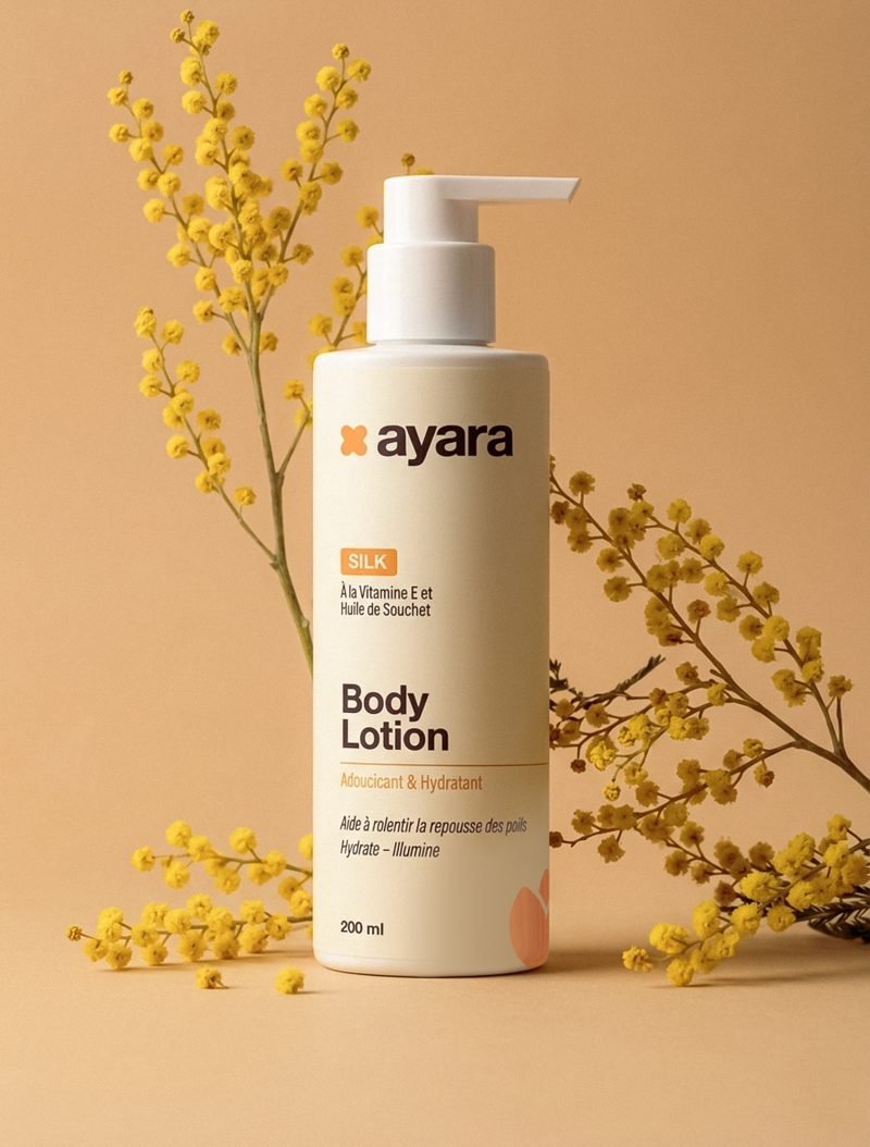Lotion corporelle Ayara Silk en mise en scène